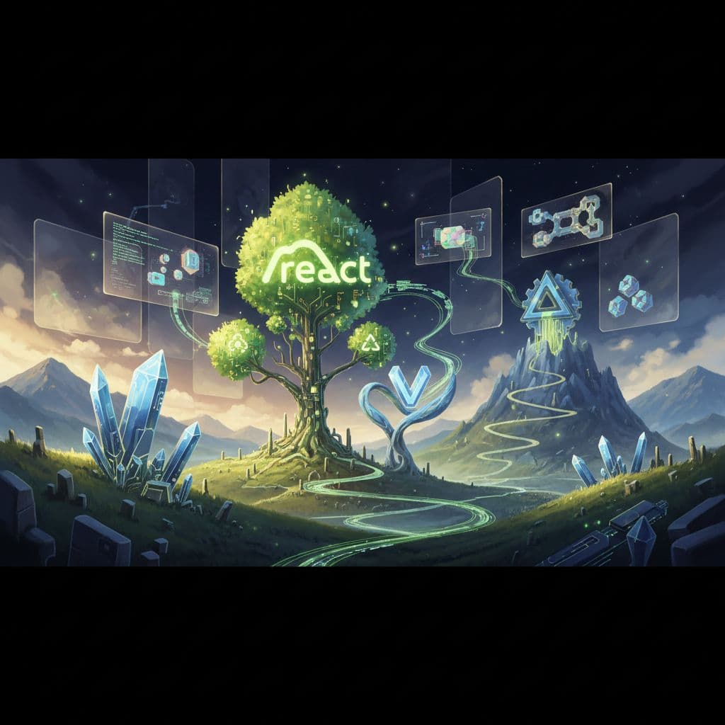 Featured image for React vs. Vue vs. Angular: The Startup's Guide to Frontend Framework Expertise